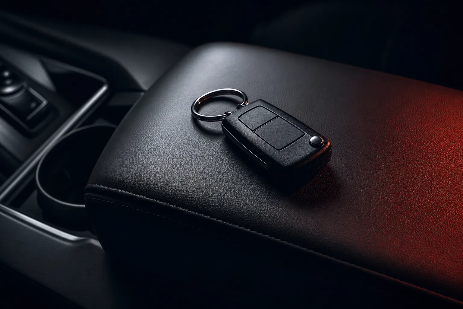 Autoschlüssel auf dunklem Premium-Leder